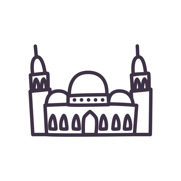 Eid mubarak mezquita línea estilo icono vector de diseño — Vector de stock