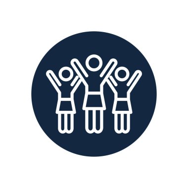 pictogram kadın kolları havada, çizgi blok tarzı