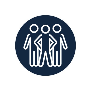 pictogram erkek grup ayakta simge, satır blok biçimi