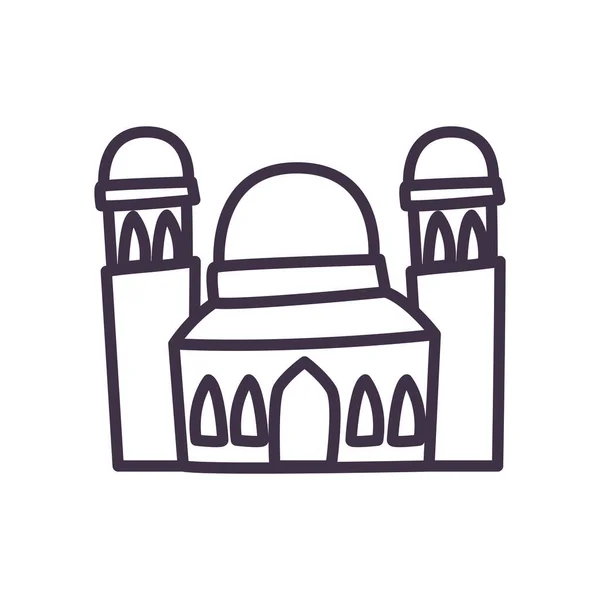 Eid mubarak linea di moschea stile icona vettoriale design — Vettoriale Stock