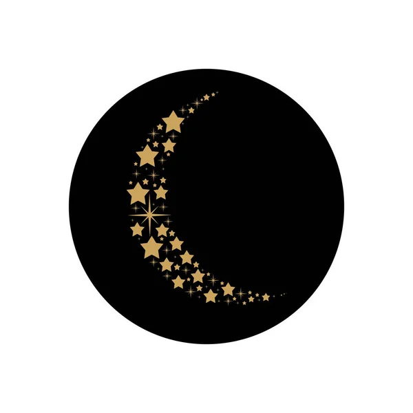 Concepto eid mubarak, creciente icono de la luna, estilo bloque — Vector de stock
