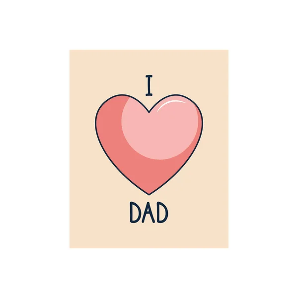 Happy vaters day concept, ich liebe dad and heart icon, base de 60 iconos — Stockvektor