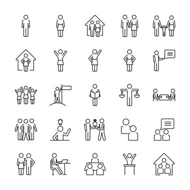 pictogram insanlar simge seti, satır biçimi