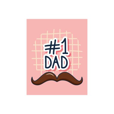 Mutlu Babalar Günü konsepti, bir numaralı baba ve bıyık ikonu