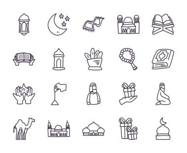 Bayram Mübarek satır biçimi simgesi seti