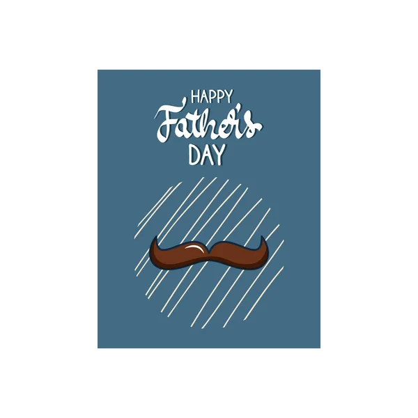 Glückliche Vatertagskarte mit Schnurrbart-Symbol — Stockvektor
