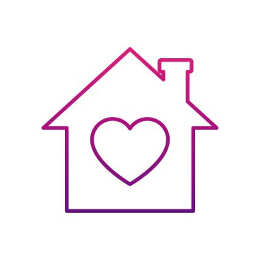 Kalp simgesi olan ev, gradyan tarzı