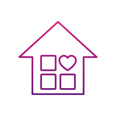 ev konsepti, kalp şeklinde penceresi olan ev, gradyan tarzı