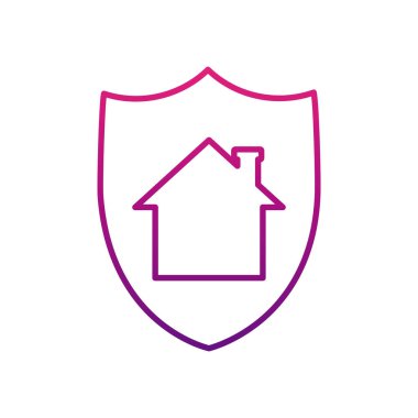 ev konsepti, ev simgesi ile kalkan, gradyan stili