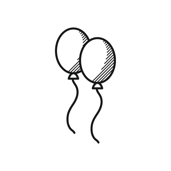 Иконка воздушных шаров, стиль линии — стоковый вектор