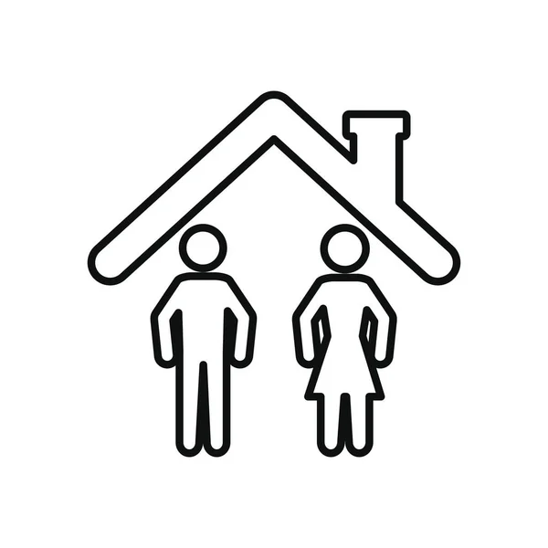 Pictogram couple at home icon, line style — Stock Vector