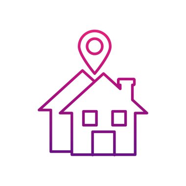 ev konsepti, evler ve konum simgesi, gradyan biçimi