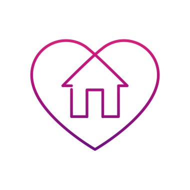 ev konsepti, ev simgesi olan kalp, gradyan stili