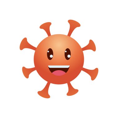 Emoji Coronavirus konsepti, kırmızı koronavirüs mutlu emoji, gradyan tarzı