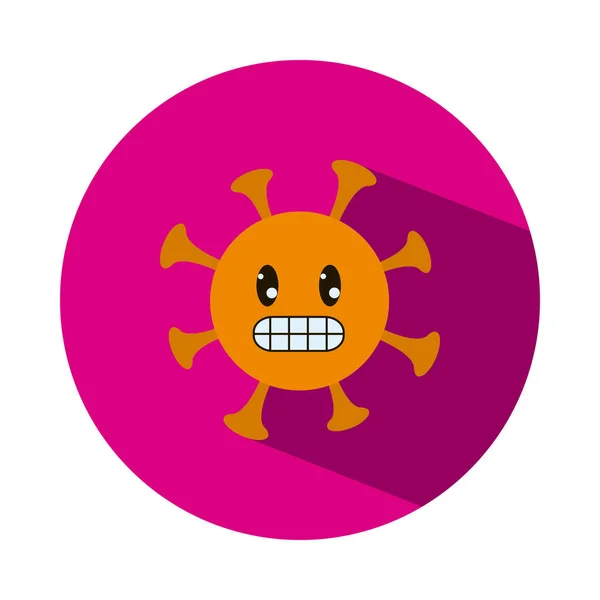 Coronavirus emoji icona sorridente, stile blocco — Vettoriale Stock