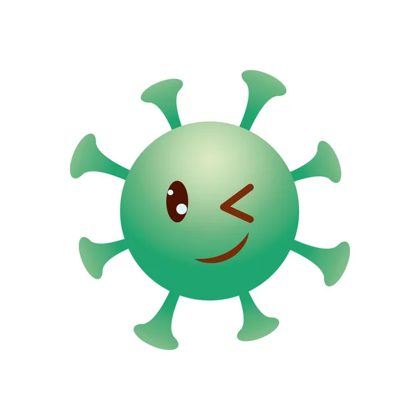 Happy coronavirus emoji twinkelen in het oog, gradiënt stijl — Stockvector