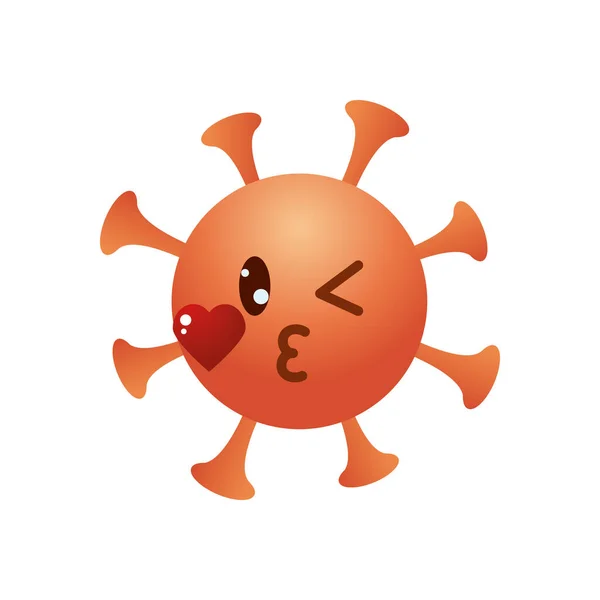 Emoji coronavirus conceito, emoji coronavirus soprando um beijo, estilo gradiente —  Vetores de Stock