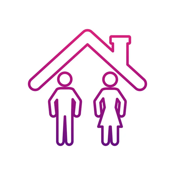 Pictogram couple at home icon, gradient style — Stock Vector