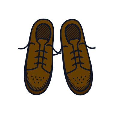 Mutlu Babalar Günü konsepti, şık ayakkabı ikonu, çizgi ve dolgu stili