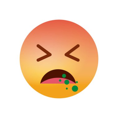 Emojis coronavirus konsepti, hasta emoji öksürük ikonu, gradyan tarzı