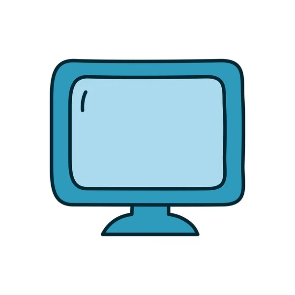 Ikona monitoru počítače, styl čáry a výplně — Stockový vektor