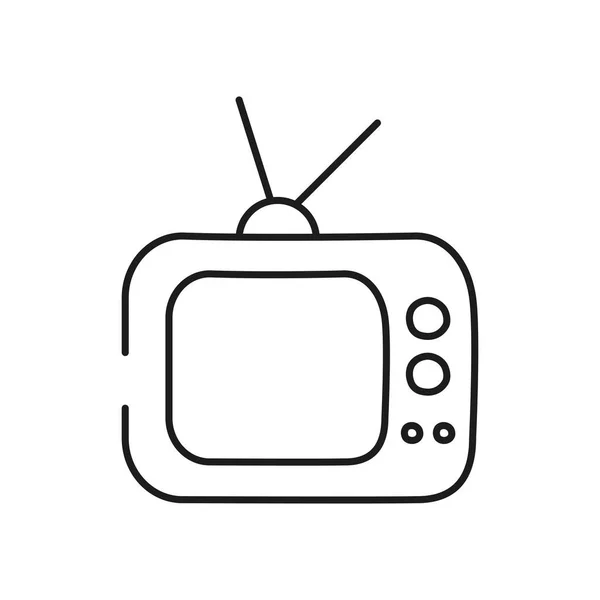 复古电视图标,线条风格 — 图库矢量图片