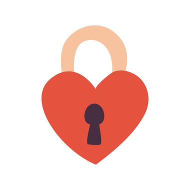 Asma kilit kalp düz simge vektör tasarımı