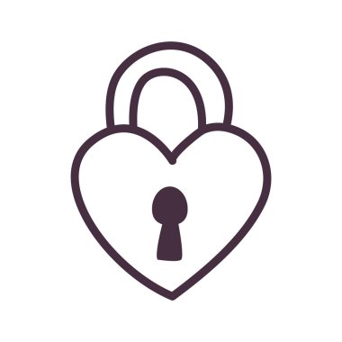 Asma kilit kalp çizgisi biçim vektör tasarımı