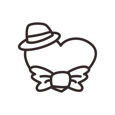 Kravat ve şapka çizgisi biçim vektör tasarımlı kalp