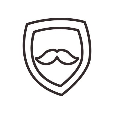 Kalkan çizgisi içerisindeki bıyık biçim vektör tasarımı