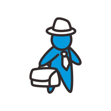 Kravat valizli ve şapka düz stil vektör tasarımlı Avatar