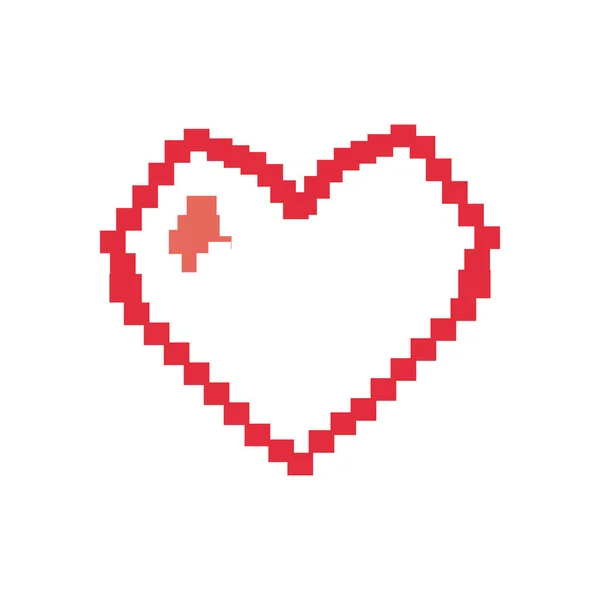 Pixel heart flat style icon vector design — Stock Vector