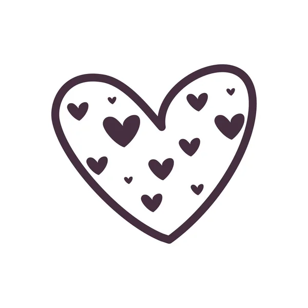Pequeños corazones dentro de la línea del corazón icono de estilo de diseño de vectores — Vector de stock