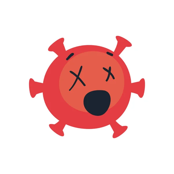 Emoji surpris covid 19 virus style plat icône vectoriel design — Image vectorielle