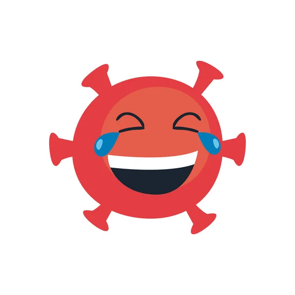Joy emoji covid 19 virus flat style icon vector design — 스톡 벡터