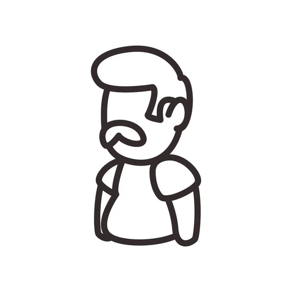 Avatar homme avec moustache ligne style icône vectoriel design — Image vectorielle