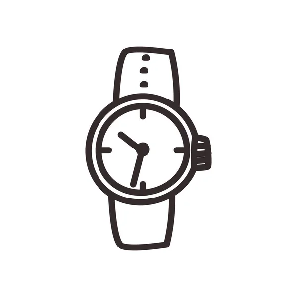 Reloj línea estilo icono vector diseño — Vector de stock