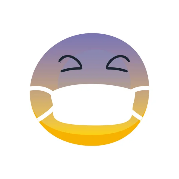 Emoji enfermo con la máscara de estilo plano icono de diseño de vectores — Vector de stock