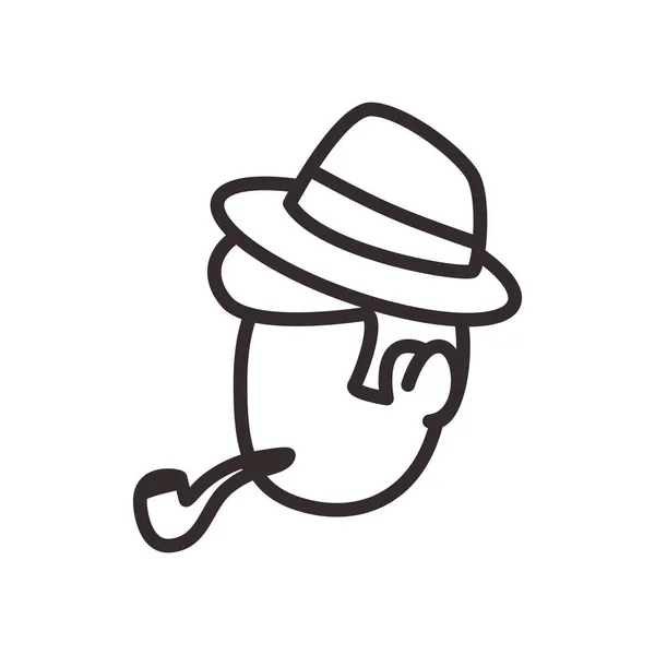 Homme avec chapeau et icône de style de ligne de tuyau — Image vectorielle