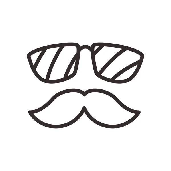 口ひげとメガネラインスタイルのアイコンベクトルデザイン — ストックベクタ