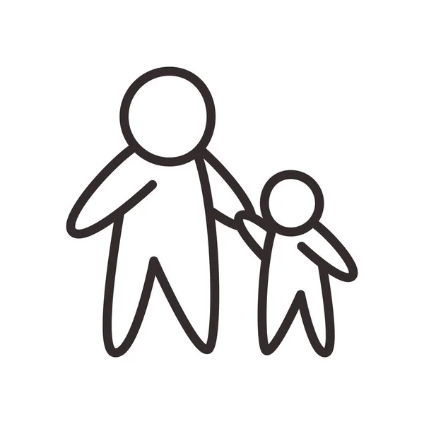 Pai e filho avatar linha estilo ícone vetor design — Vetor de Stock