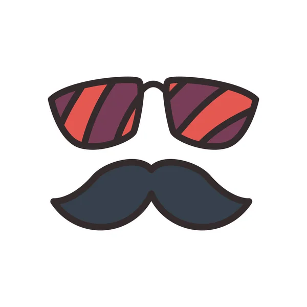 Schnurrbart und Brille flache Stil Ikone Vektor-Design — Stockvektor