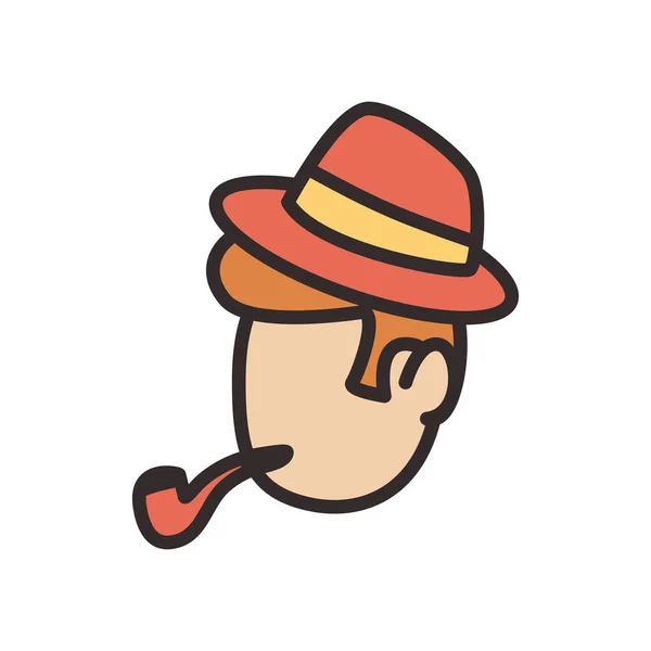 Hombre con sombrero y tubo icono de estilo plano — Vector de stock