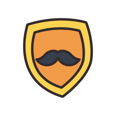 Kalkanın içindeki bıyık düz biçim vektör tasarımı