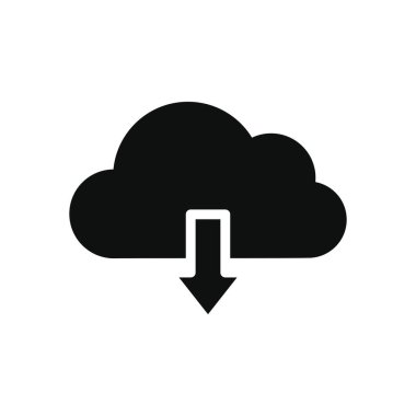 akıllı telefon uygulaması düğmeleri konsepti, depolama bulutu ve indirme ok simgesi, siluet biçimi