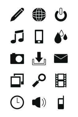 genel küre ve akıllı telefon uygulama simgesi simgesi seti, siluet biçimi