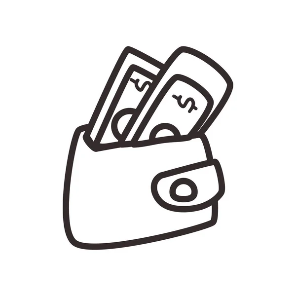 Rechnungen innerhalb der Brieftasche Linie Stil-Symbol-Vektor-Design — Stockvektor