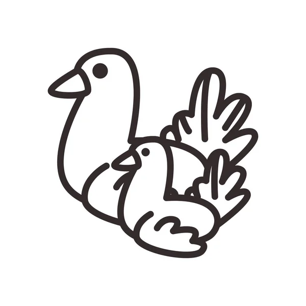 Design vettoriale icona stile linea genitore e figlio uccello — Vettoriale Stock