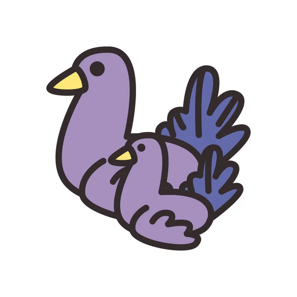 Fågel förälder och son platt stil ikon vektor design — Stock vektor