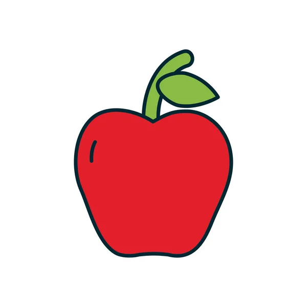 Ikon buah apel, baris dan gaya isi - Stok Vektor